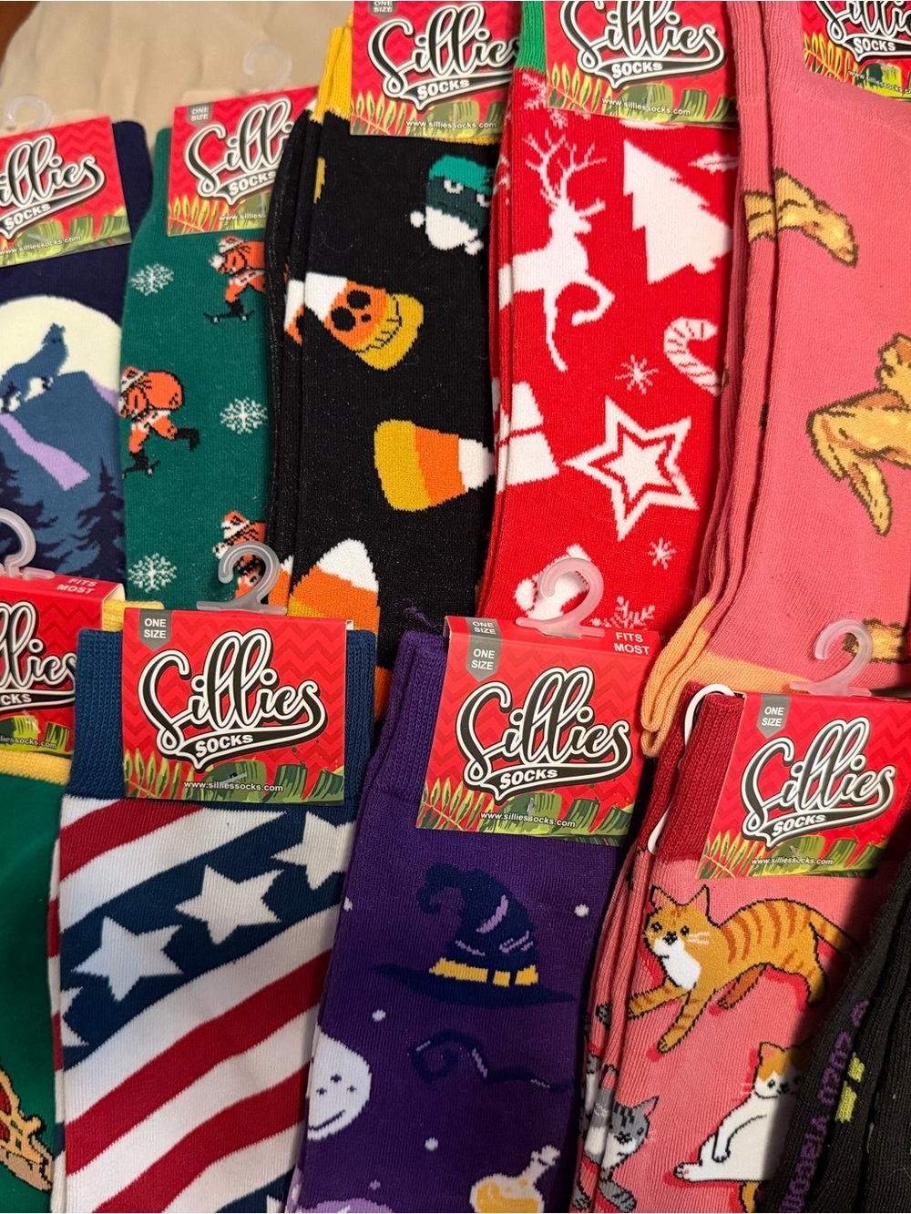 New!  Sillies Novelty Socks - Assorted Colorful Patterned Crew Socks